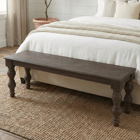 French Country 58" Bench, Coffee Brown