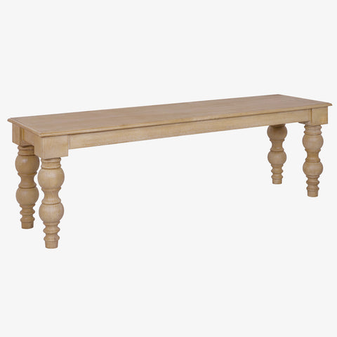 French Country 58" Bench, Natural-Rustic White