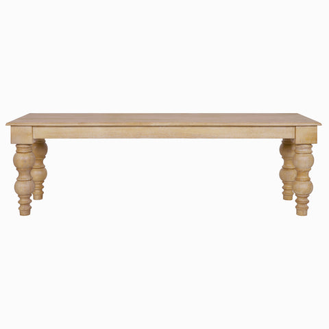 French Country 58" Bench, Natural-Rustic White
