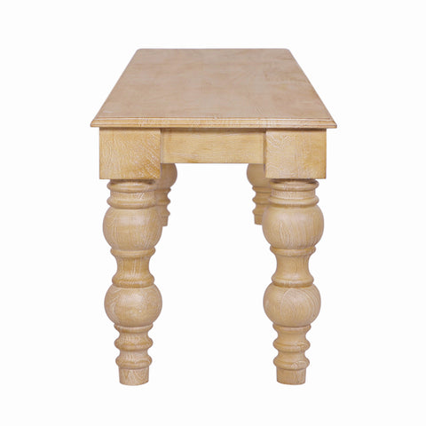 French Country 58" Bench, Natural-Rustic White