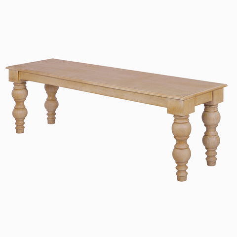 French Country 58" Bench, Natural-Rustic White