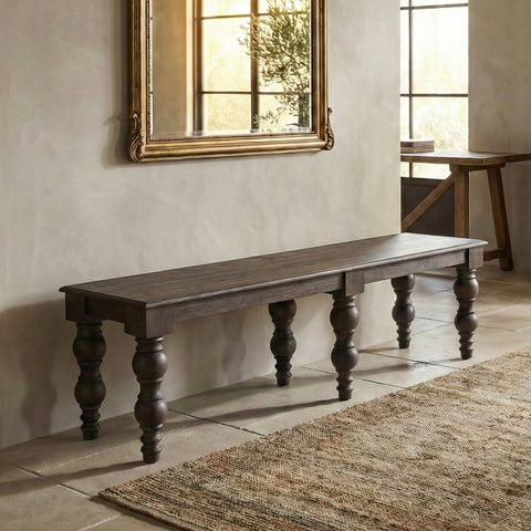 French Country 70" Bench, Coffee Brown