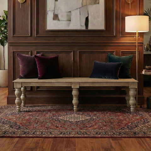 French Country 70" Bench, Natural-Rustic White