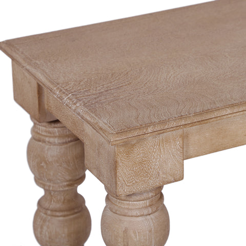 French Country 70" Bench, Natural-Rustic White