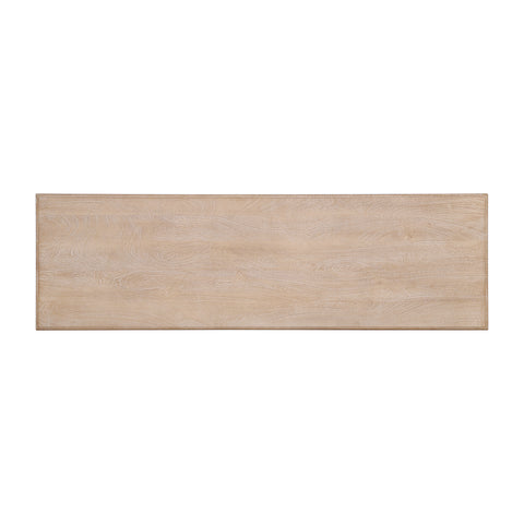 French Country Console Table with Drawer, Natural-Rustic White