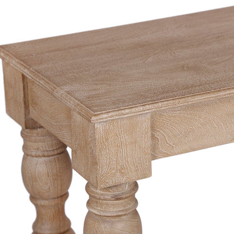 French Country Console Table with Drawer, Natural-Rustic White