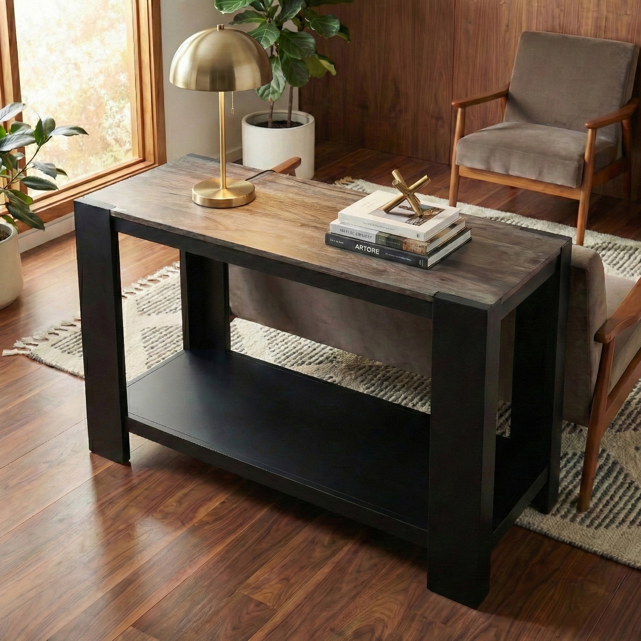 Axis Modern 2-Tone Console Table, Olive Gray – Casartis Living