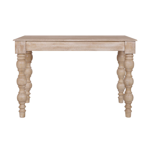 French Country Desk with 2 Drawers, Natural- Rustic White