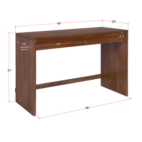 Modern 2-Drawer Desk, Walnut