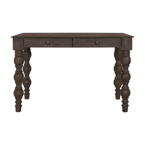 French Country Writing Desk with Drawers, Coffee Brown