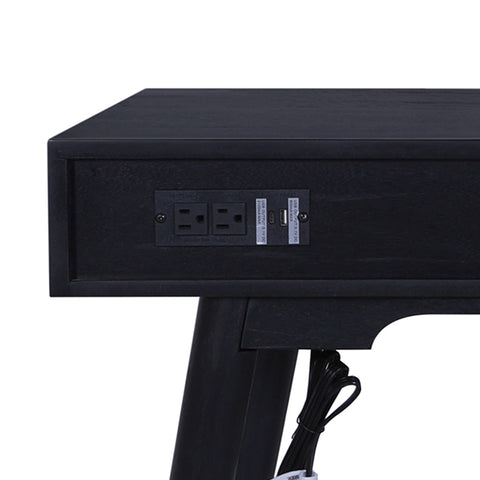 Madison Linen Desk with Built-in Power, Black