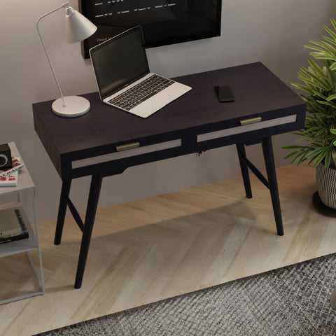 Mid-Century Modern Linen 2-Drawer Desk