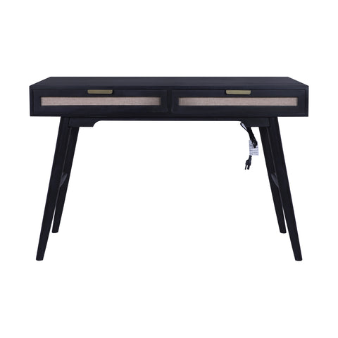 Mid-Century Modern Linen 2-Drawer Desk