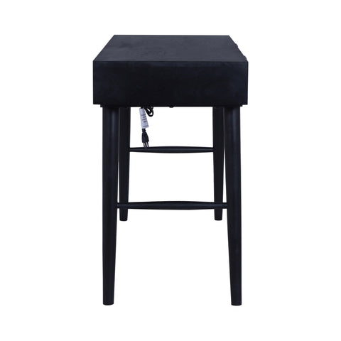 Madison Linen Desk with Built-in Power, Black