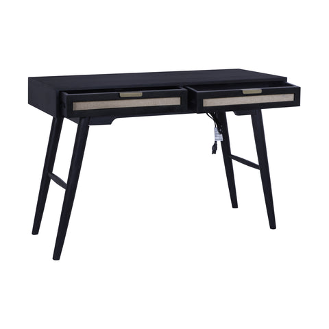 Madison Linen Desk with Built-in Power, Black