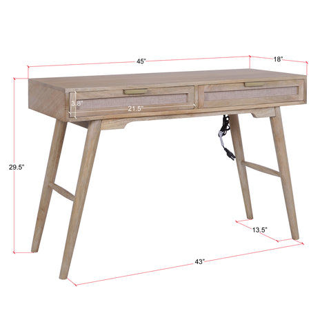 Madison Linen Desk with Built-in Power, Wheatfield