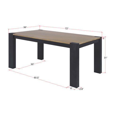 Axis Modern 2-Tone Solid Wood Dining Table, Sunshine-Black