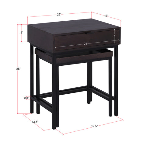 Atelier Nesting End Table Set, Choco B