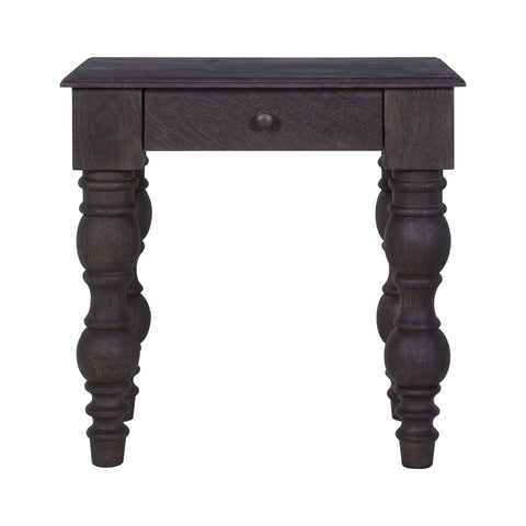 French Country Side Table with Drawer, Coffee Brown