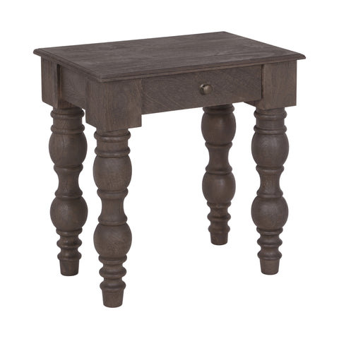 French Country Side Table with Drawer, Coffee Brown