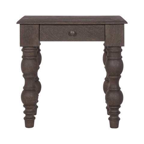 French Country Side Table with Drawer, Coffee Brown