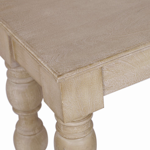 French Country Side Table with Drawer, Natural-Rustic White