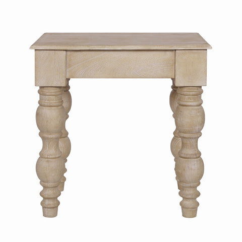 French Country Side Table with Drawer, Natural-Rustic White