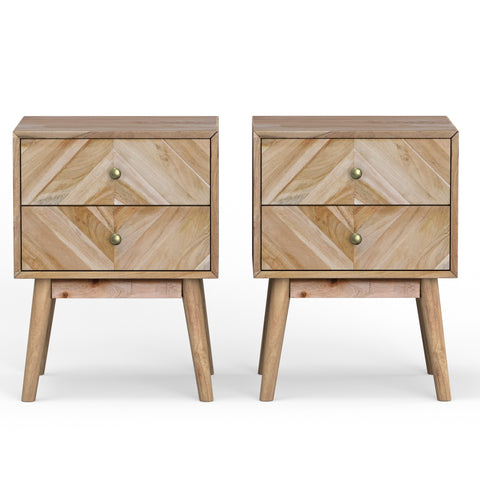 Geometric Mid-Century Modern Nightstand, Natural