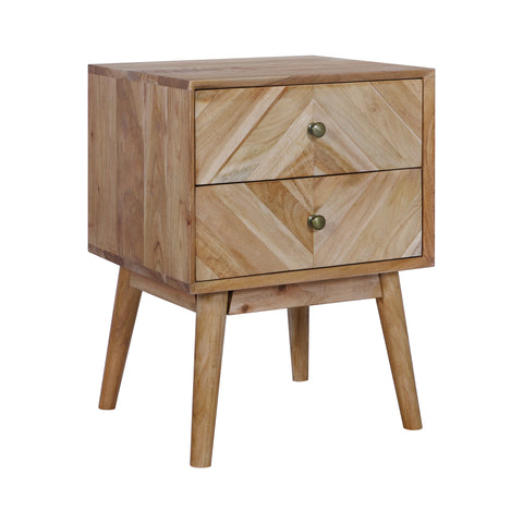 Geometric Mid-Century Modern Nightstand, Natural