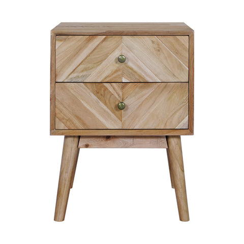 Geometric Mid-Century Modern Nightstand, Natural
