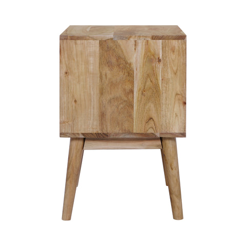 Geometric Mid-Century Modern Nightstand, Natural