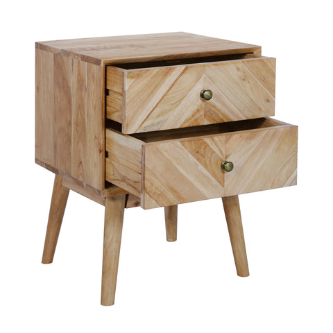 Geometric Mid-Century Modern Nightstand, Natural