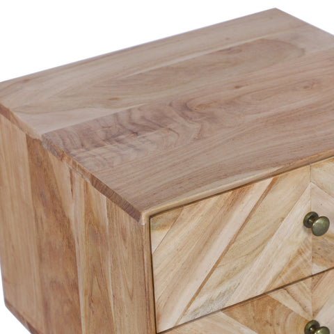 Geometric Mid-Century Modern Nightstand, Natural