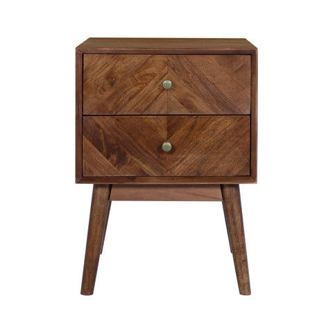 Geometric 2-Drawer Nightstand, Brown