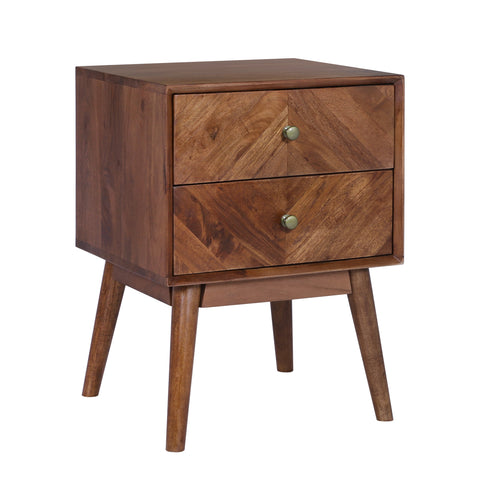 Geometric Mid-Century Modern Nightstand, Acacia Standard