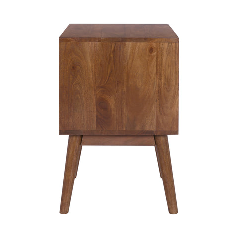 Geometric Mid-Century Modern Nightstand, Acacia Standard