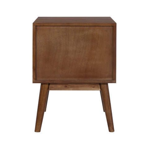 Geometric Mid-Century Modern Nightstand, Acacia Standard