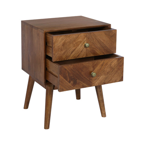 Geometric Mid-Century Modern Nightstand, Acacia Standard