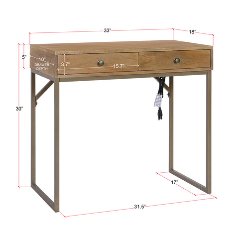 Linden Modular Desk with Built-In Power, Sunshine