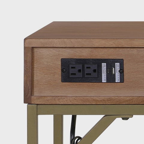 Linden Modular Desk with Built-In Power, Walnut