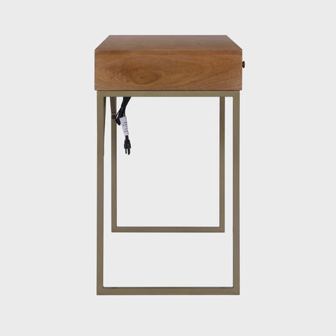 Linden Modular Desk with Built-In Power, Walnut