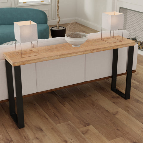 Mango Distressed 70" Dining Console Table, Farmhouse Natural