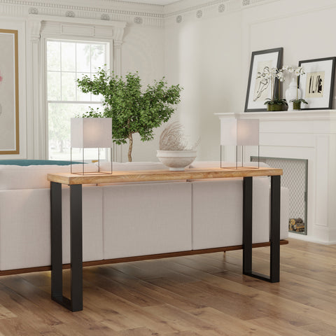 Mango Distressed 70" Dining Console Table, Farmhouse Natural