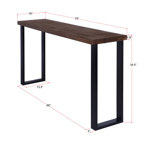 Rustic Forge 70" Console Table with Metal Legs, Sawn Farmhouse Brown