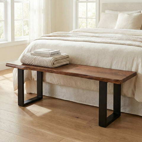 Live Edge Acacia 55" Bench, Acacia Standard