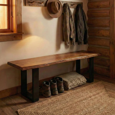 Live Edge Acacia 55" Bench, Acacia Standard