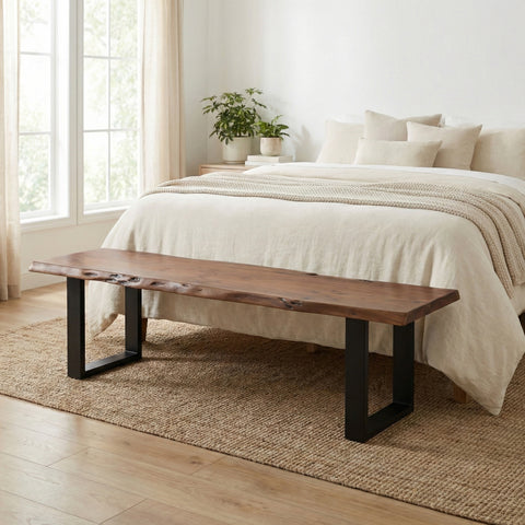 Live Edge Acacia 63" Bench, Acacia Standard
