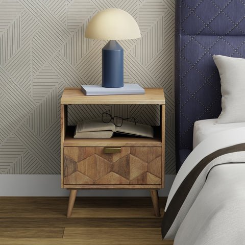 Carson Mid-Century 1-Drawer Nightstand, Brown