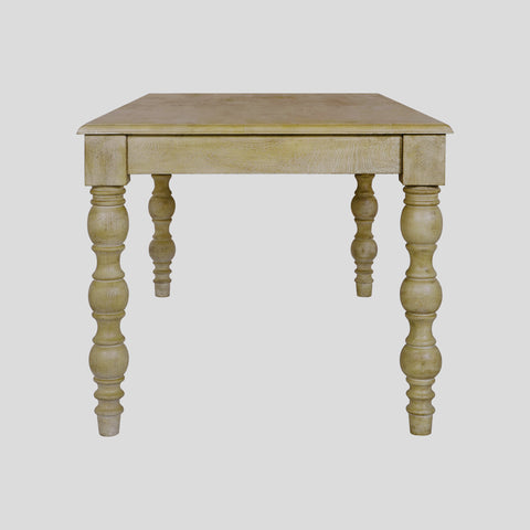 French Country 72" Rectangular Dining Table, Natural-Rustic White