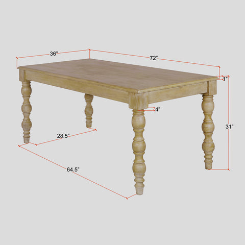 French Country 84" Rectangular Dining Table, Natural-Rustic White